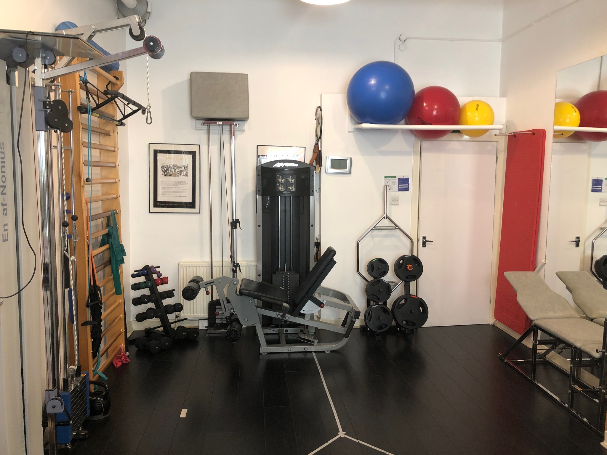 Gym equipment and balls at Physis Physiotherapy